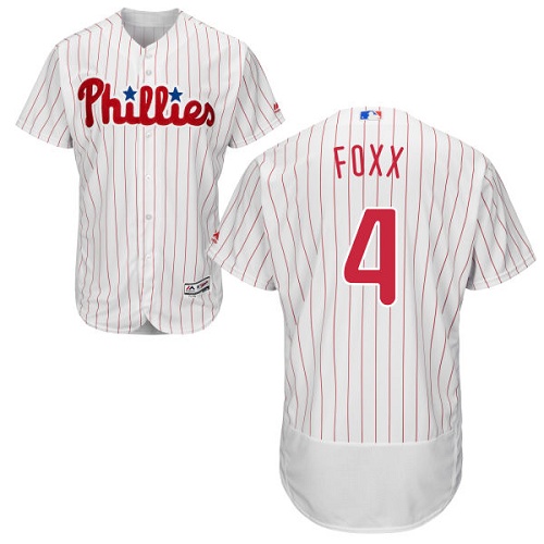 Phillies #4 Jimmy Foxx White(Red Strip) Flexbase Authentic Collection Stitched MLB Jersey